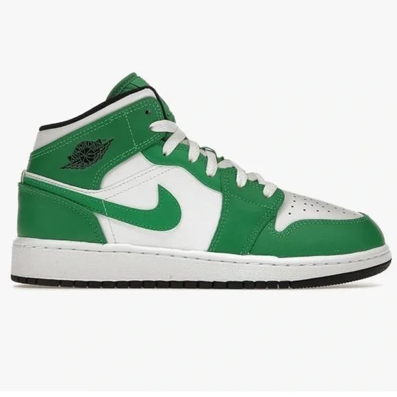 Nike Air Jordan 1 Mid Lucky Green Grade School Basketball Sneakers Shoes 6.5Y - Picture 2 of 15